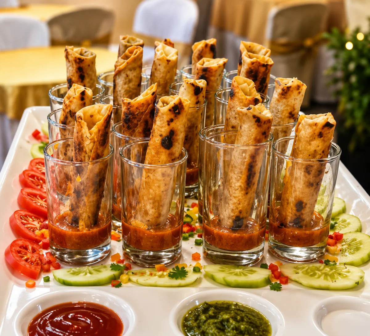 Vegetarian catering dish presentation