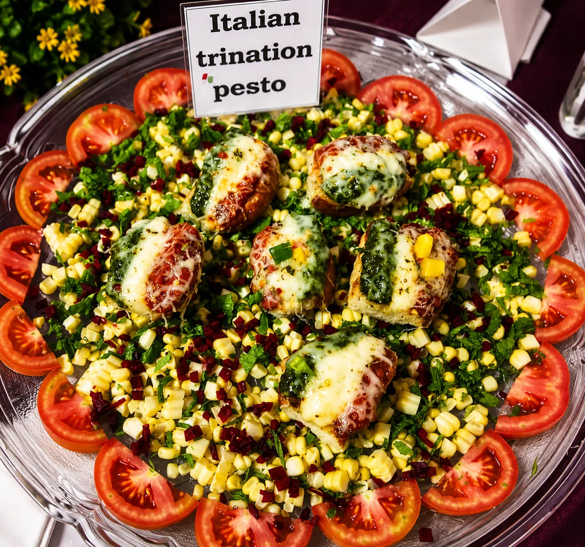 Vegetarian catering dish presentation